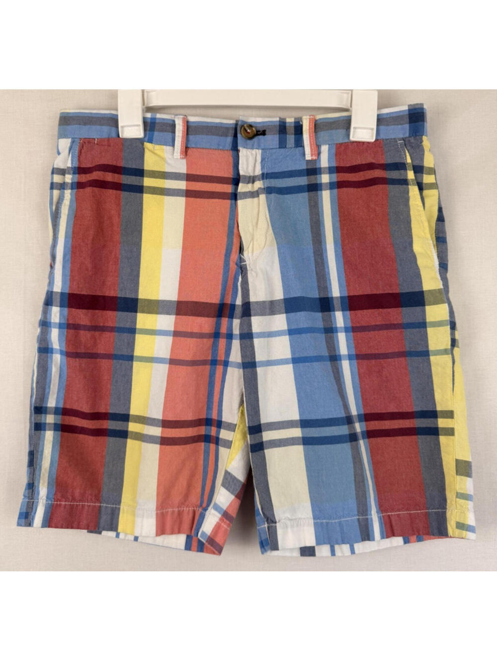 Tommy Hilfiger Shorts Mens Multicolor Plaid Flat Front Chino Size 32